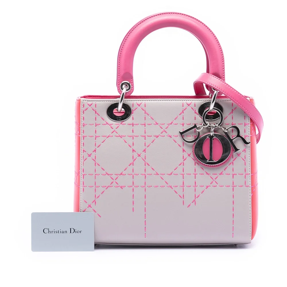 Pre-Loved Dior Medium Tricolor Lambskin Macrocannage Stitched Lady Dior
